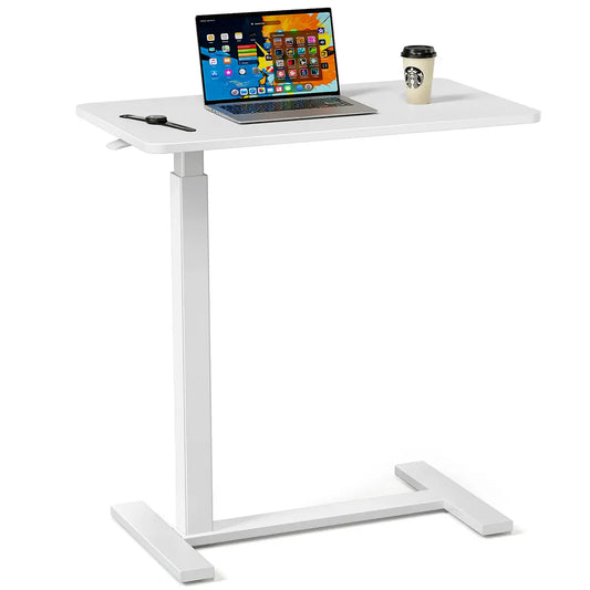 Small Mobile Rolling Standing Desk, Adjustable Overbed Table with Wheels, Portable Work Table for Home, Office & Classroom